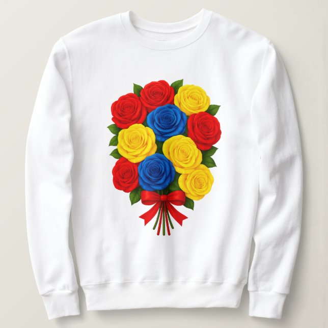 Moletom Camisola Feminina Buquê de Rosas (Frente do Design)