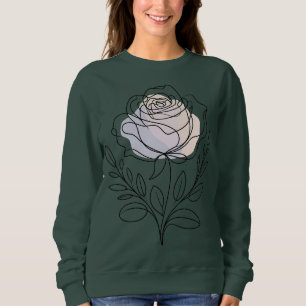 Moletom Camisola Feminina de Arte de Linha de Rosa Minimal