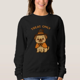 Moletom Camisola Feminina de Halloween Engraçada Pug Bruxa