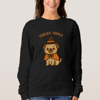 Moletom Camisola Feminina de Halloween Engraçada Pug Bruxa
