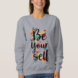 Moletom Camisola Feminina Seja Você Floral Borboleta Aquar