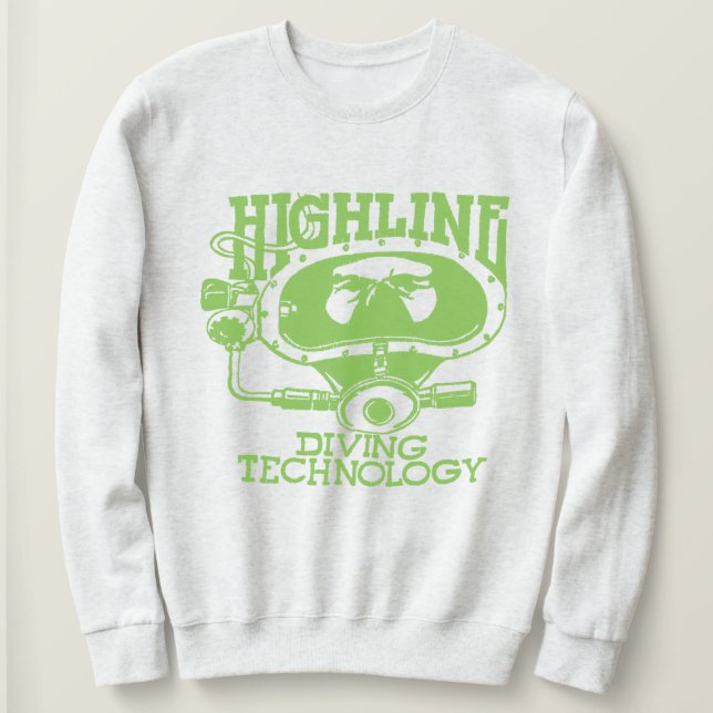Moletom Camisola Highline Diving Tech Retro (Logotipo Verd (Frente do Design)