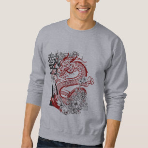Moletom Camisola Japonesa do Dragão Vermelho Masculina