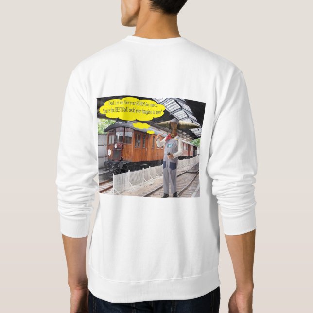 Moletom camisola masculina. Feliz Dia de os pais. vaca/con (Verso)