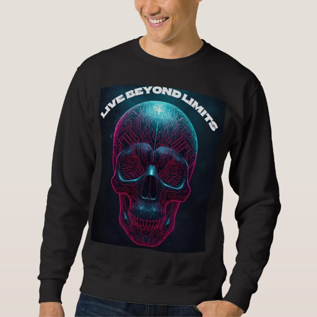 Moletom Camisola "Neon Skull Live Beyond Limits" (Frente)