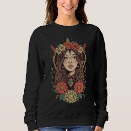 Moletom Camisola Preta Boho Floral Girl