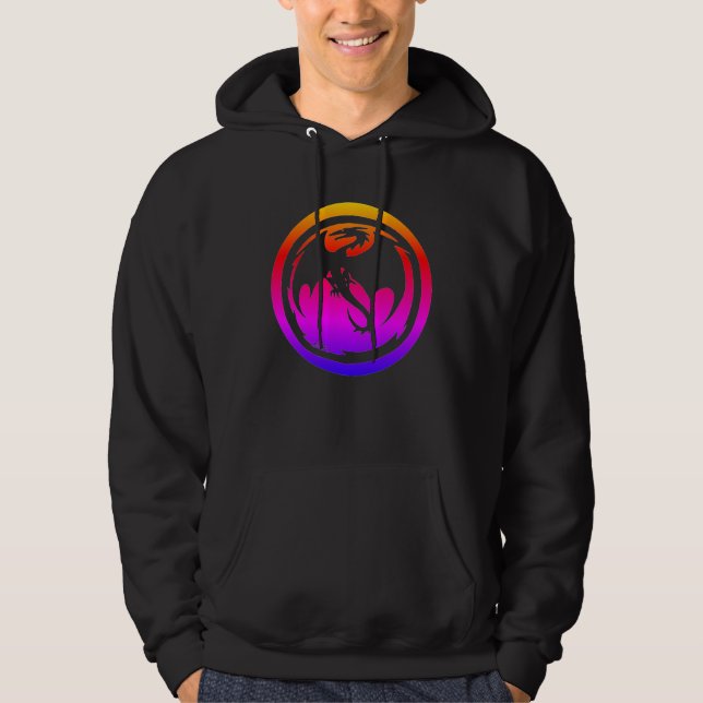 Moletom Camisola preta com capuz Black Dragon neon (Frente)