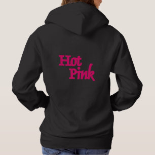 Moletom Camisola preta com capuz feminina rosa quente nas