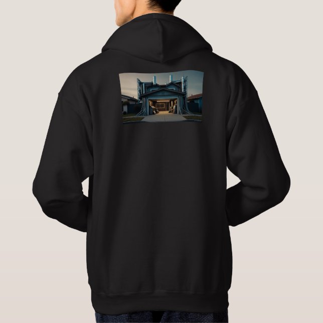 Moletom Camisola preta com capuz para homens Garage Tech U (Verso)
