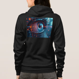 Moletom Camisola preta com capuz Quantum Eye para mulheres
