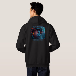 Moletom Camisola preta com capuz Quantum Eye Tech homens c