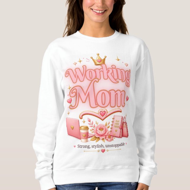 Moletom Camisola Rosa Dourado de Mãe Trabalhadora (Frente)