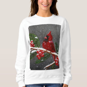 Moletom Camisola vibrante com cardeal vermelho pintado à m