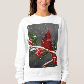 Moletom Camisola vibrante com cardeal vermelho pintado à m
