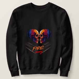 Moletom Camisola vibrante com caveiras gêmeas gráficas arr