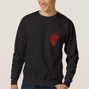 Moletom Camisola Vintage com Coração Anatómico Vermelho