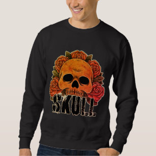 Moletom Camisola Vintage Skull Rose para homens e mulheres