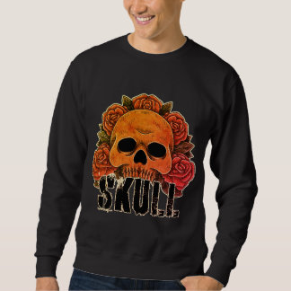 Moletom Camisola Vintage Skull Rose para homens e mulheres