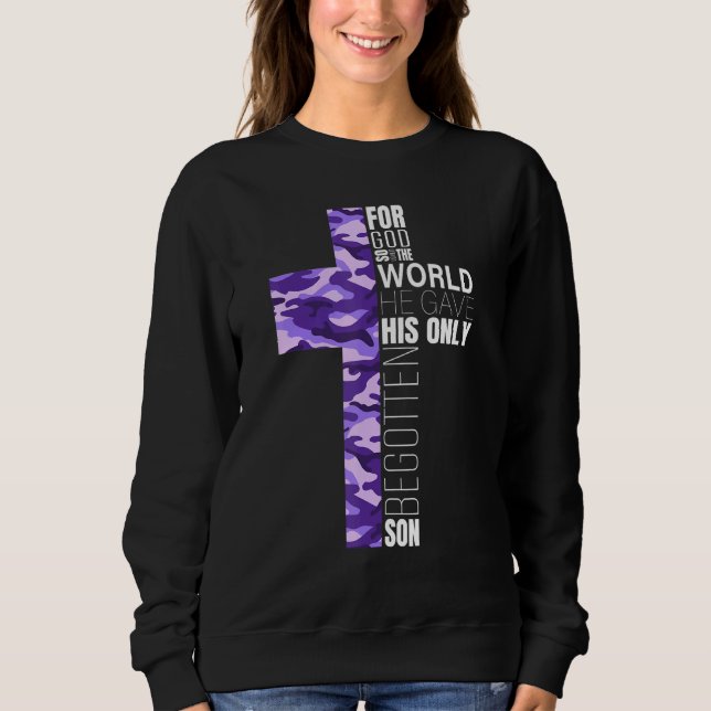 Moletom Camo Roxo Coroado Coroa Cristã Homens Crianças Víd (Frente)