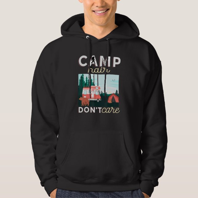 Moletom Camp Hair Não Se Importa Rv Van Camping Dizendo Fe (Frente)