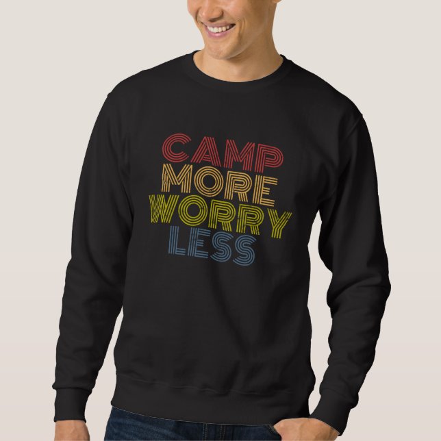 Moletom Camp More Worry Less hiking camping mountains retr (Frente)