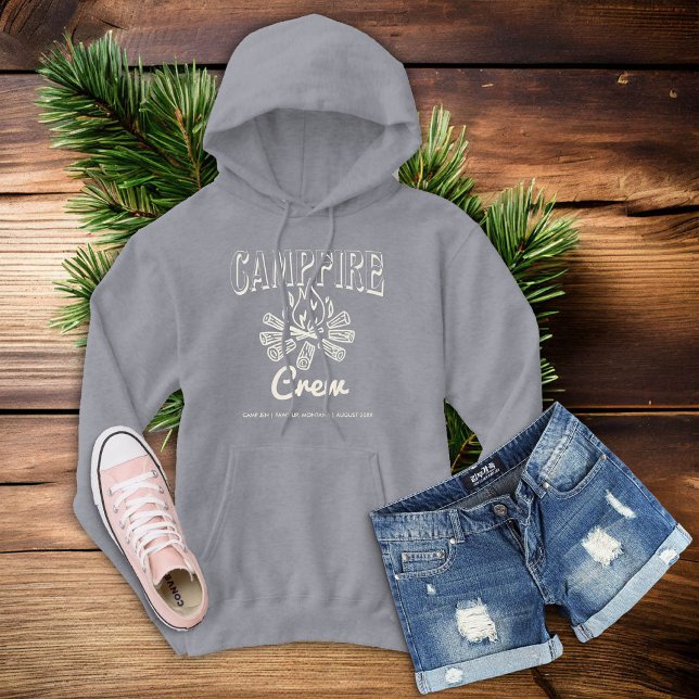 Moletom Campanha de Campos de Bridesmaid da Campfire Crew (camping bachelorette party bridesmaid crew shirt earth colors beige brown)
