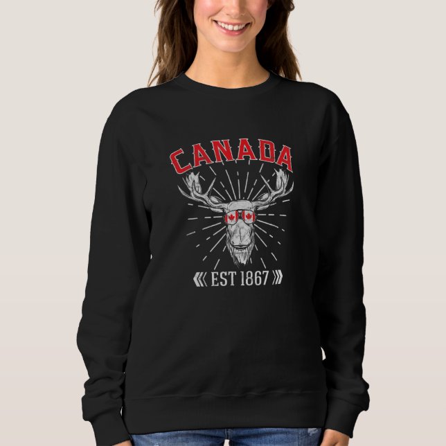 Moletom Canadá Flag Maple Leaf Est 1867 Sunglass Canadá (Frente)