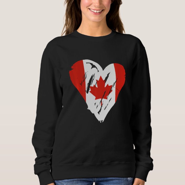 Moletom Canadá Flag Retro Heart Canadian Mapeaf (Frente)