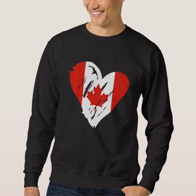 Moletom Canadá Flag Retro Heart Canadian Mapeaf (Frente)