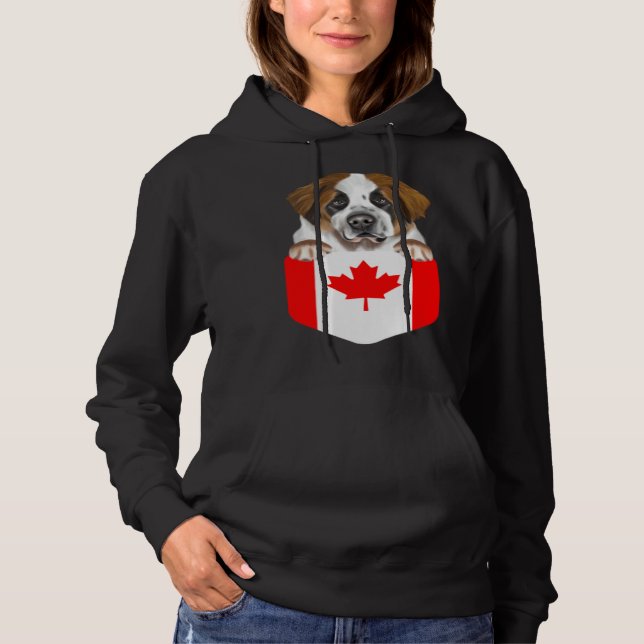 Moletom Canada Flag St Bernard Dog In Pocket (Frente)