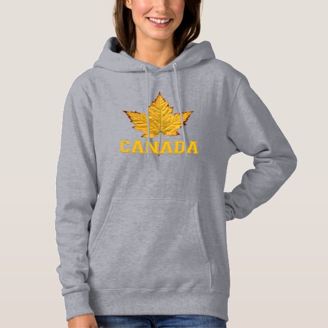 Moletom Canadá Hoodies Dourado Maple Leaf Hoodie, mulher (Frente)