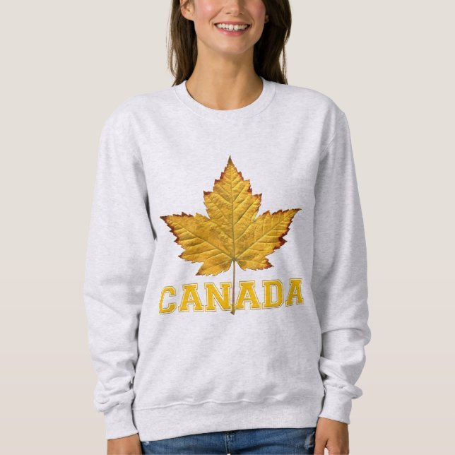 Moletom Canadá Hoodies Dourado Maple Leaf Hoodie, mulher (Frente)