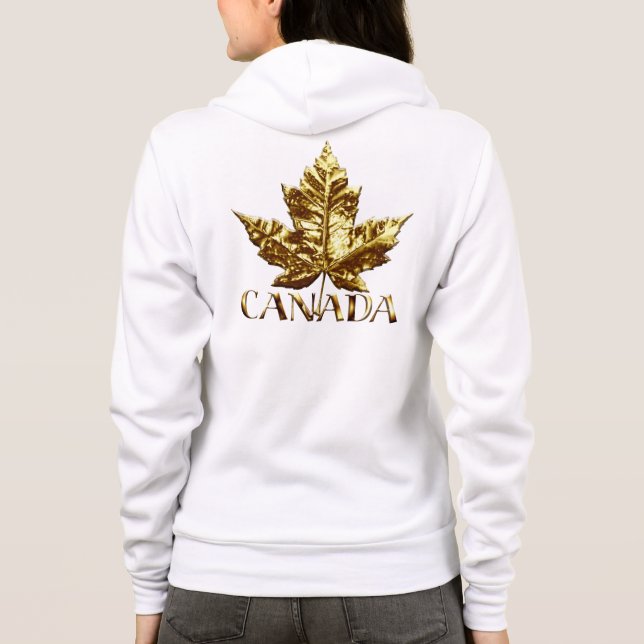 Moletom Canadá Hoodies Dourado Maple Leaf Souvenir feminin (Verso)
