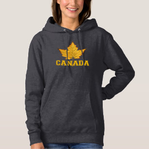 Moletom Canadá Hoodies Dourado Shir Folha de Hoodie Folha,