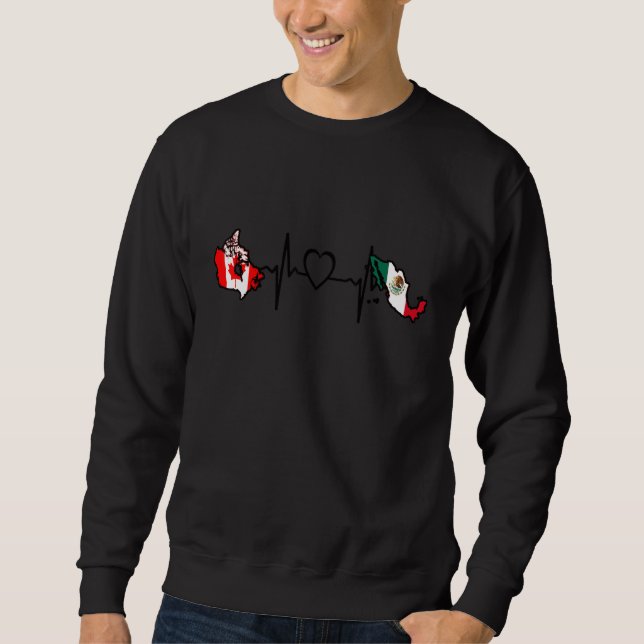 Moletom Canada Mexico Flag Canadian Mexican Heartbeat (Frente)