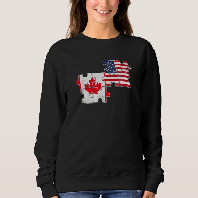 Moletom Canada Usa Love Roots Canada American Flag (Frente)