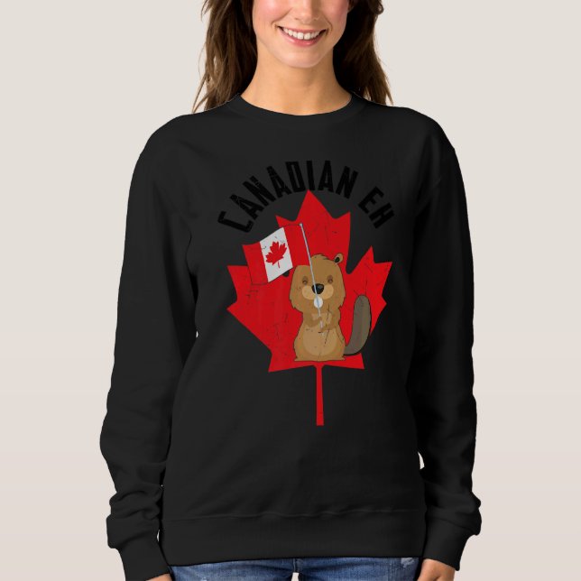 Moletom Canadense Eh Beaver Maple Leaf Flag Happy Canada D (Frente)
