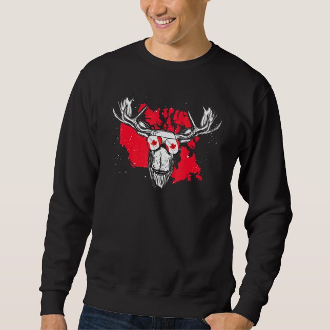 Moletom canadense Flag Maple Leaf Moose Animal Legal Canad (Frente)