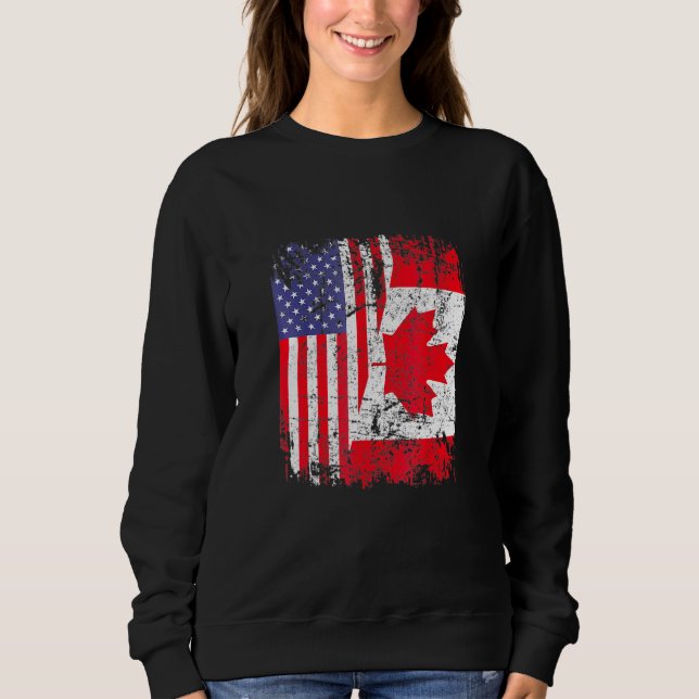 Moletom Canadense Roots Half American Flag Canadá (Frente)