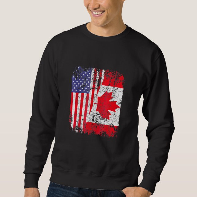 Moletom Canadense Roots Half American Flag Canadá (Frente)
