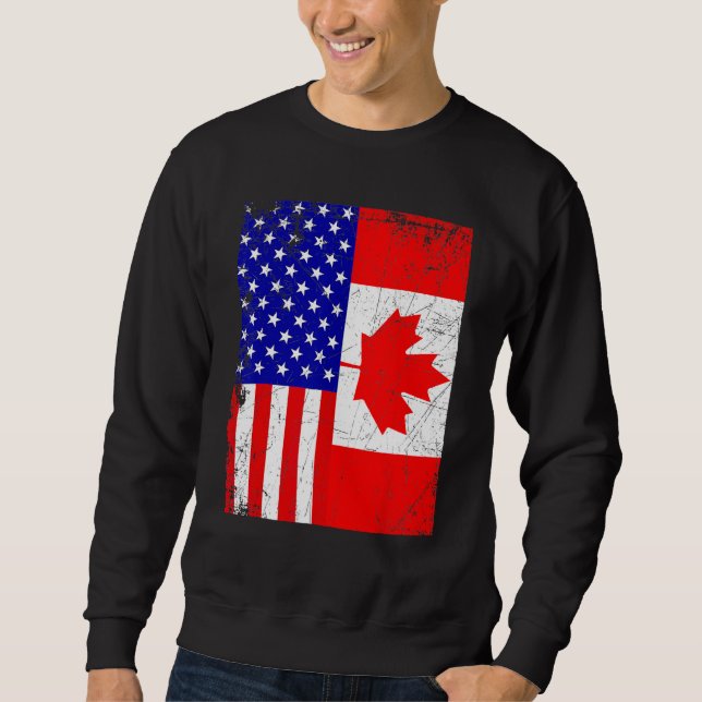 Moletom Canadian American Shirt USA Canada Flag 4th Of Jul (Frente)
