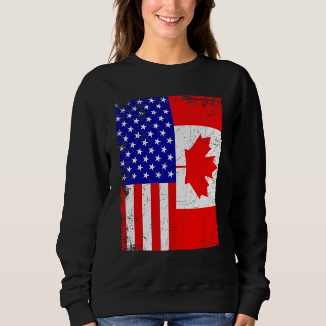 Moletom Canadian American Shirt USA Canada Flag 4th Of Jul (Frente)