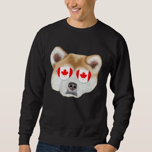 Moletom Canadian Flag Akita Dog Canada Pocket (Frente)