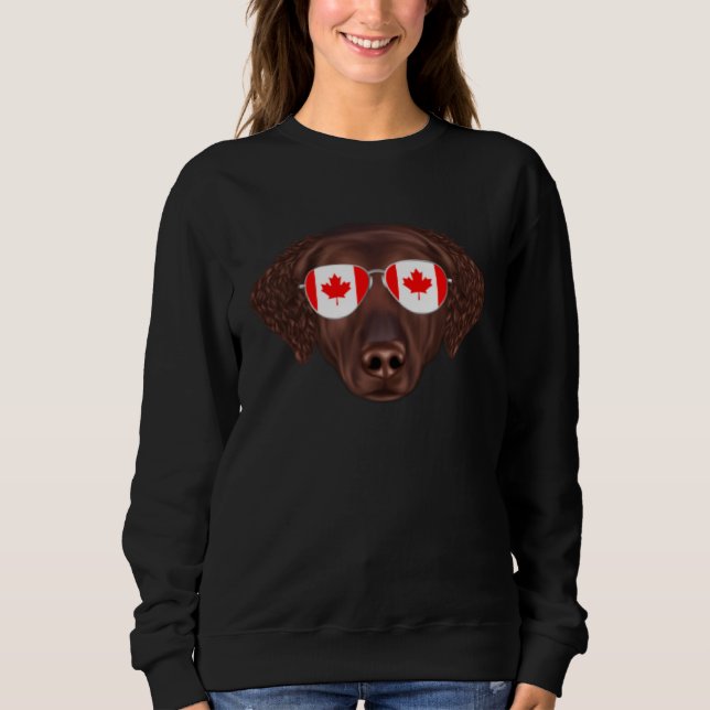 Moletom Canadian Flag Curly Coated Retriever Dog Canada Po (Frente)