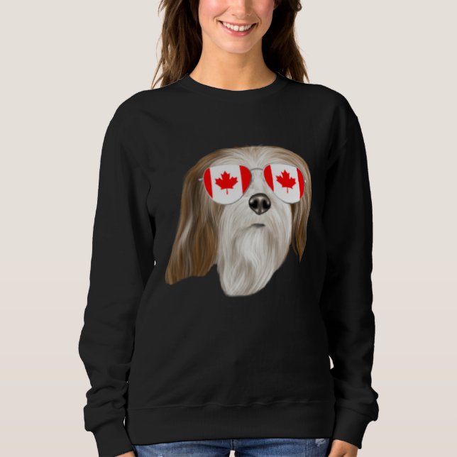 Moletom Canadian Flag Lhasa Apsos Dog Canada Pocket (Frente)