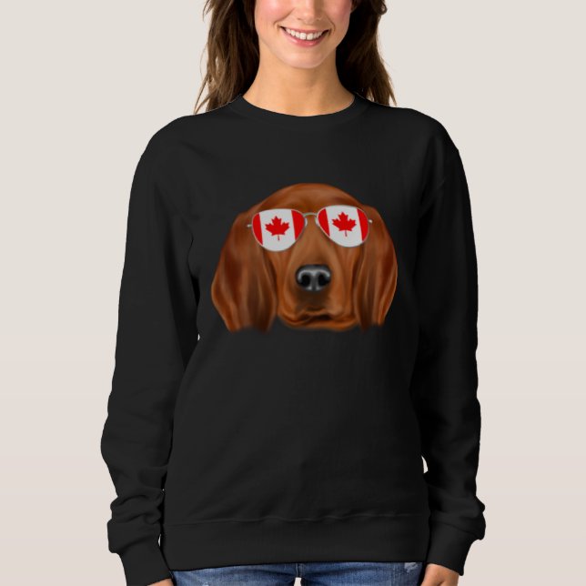 Moletom Canadian Flag Redbone Coonhound Dog Canada Pocket (Frente)