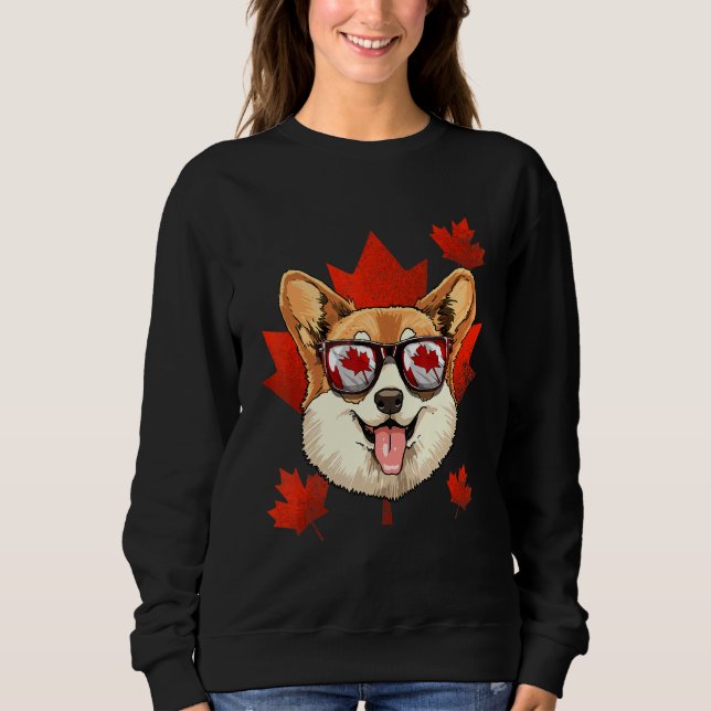 Moletom Canadiano Corgi Dog Maple Leaf Patriotic Canada Fl (Frente)
