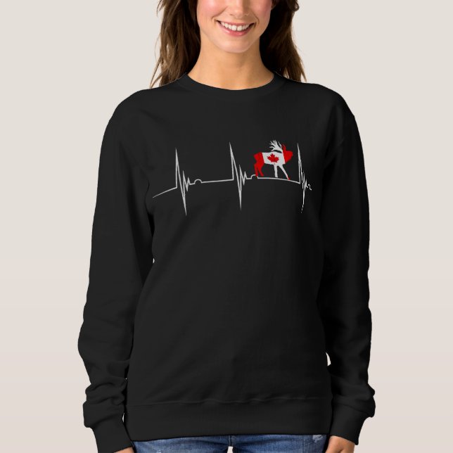 Moletom Canadiano Moose Heartbeat EKG Pulse Canada Flag C (Frente)