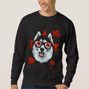 Moletom Canadiano Siberian Husky Dog Mapeou Folha Patrióti