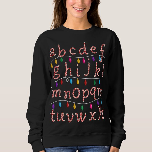 Moletom Candy Cane Alphabet Christmas Lights Schoo (Frente)